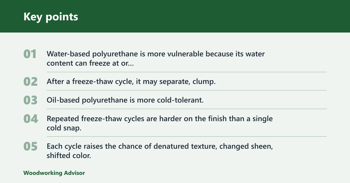 Key points: Can polyurethane freeze in the garage?