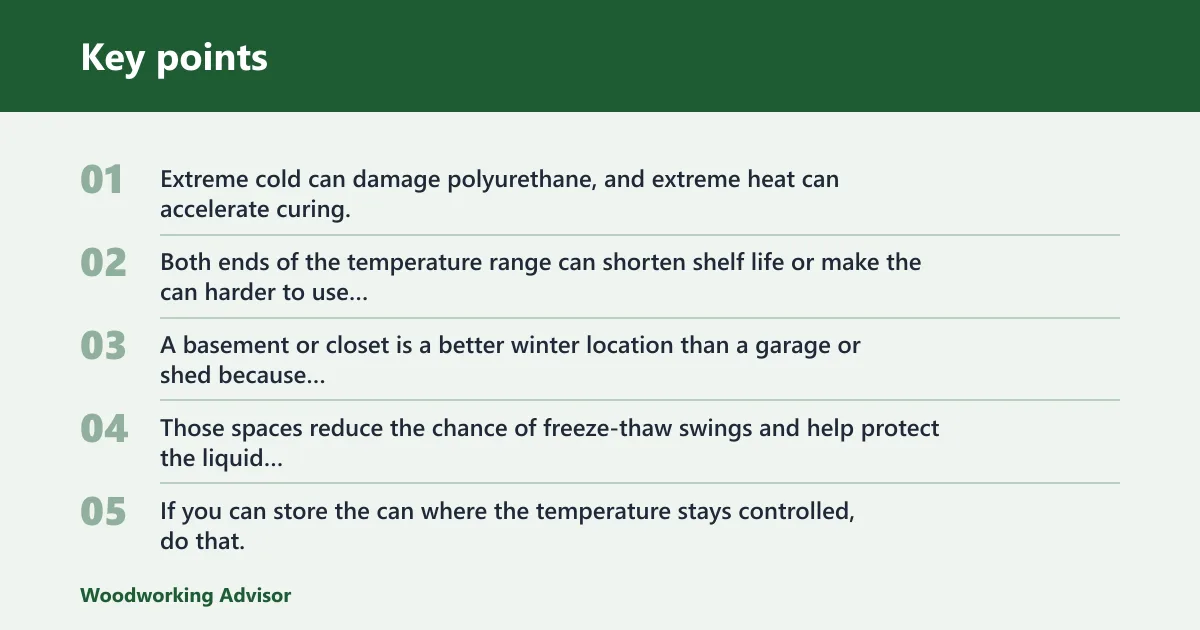 Key points: Where should you store polyurethane in winter?
