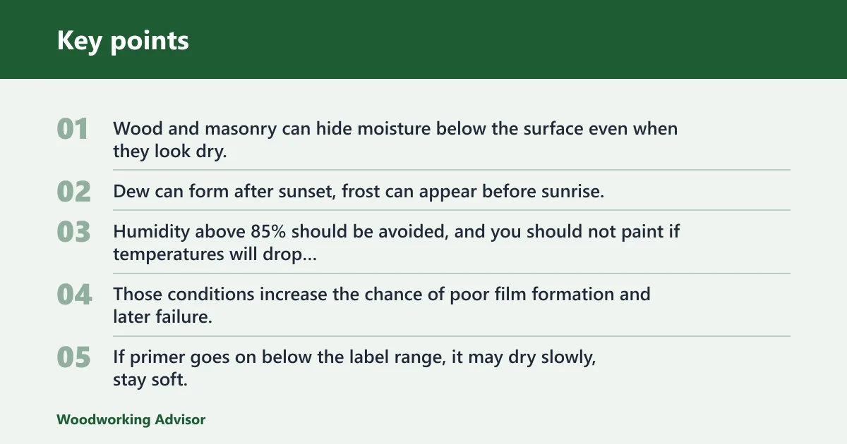Key points: What goes wrong if the surface is too wet or too cold?