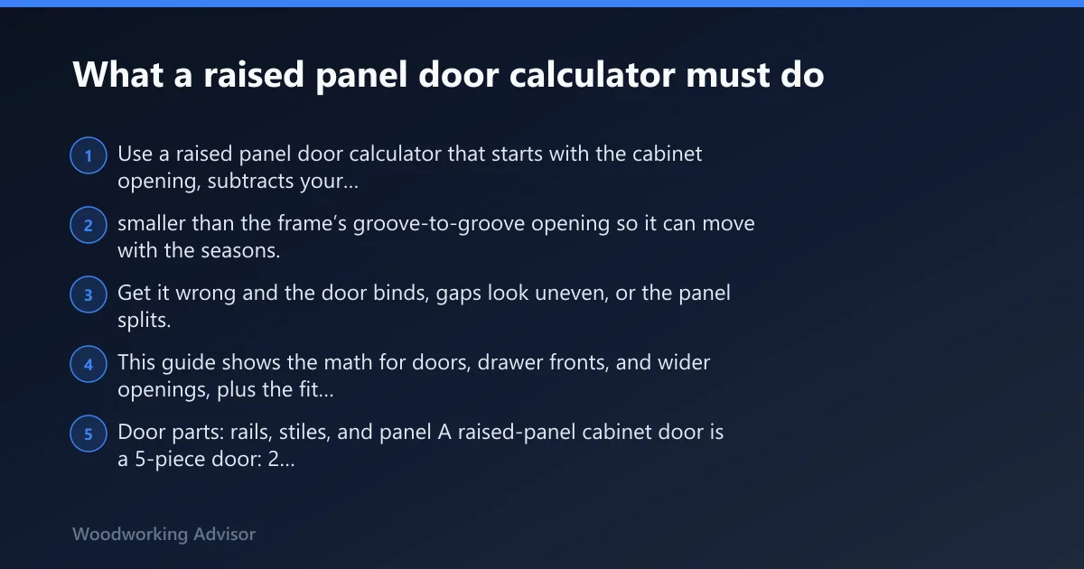 Steps: What a raised panel door calculator must do
