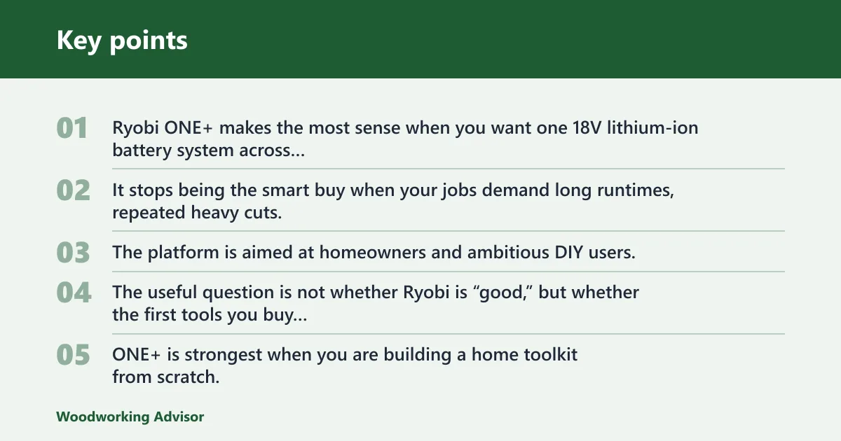 Key points: Verdict: is Ryobi ONE+ worth it?