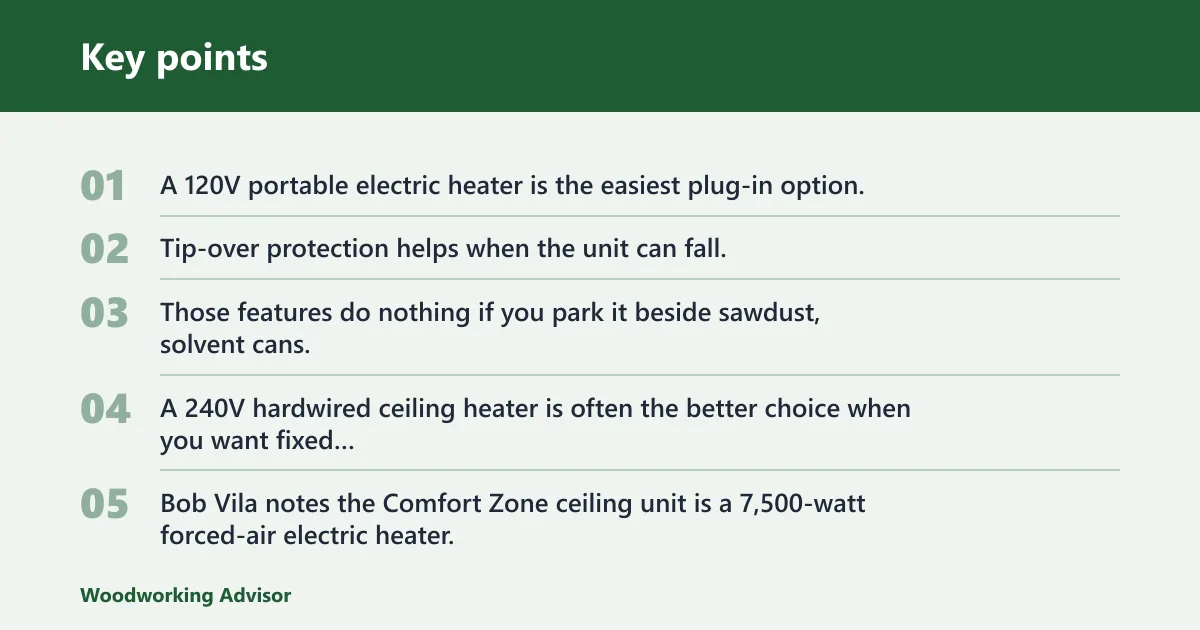 Key points: Heater types compared