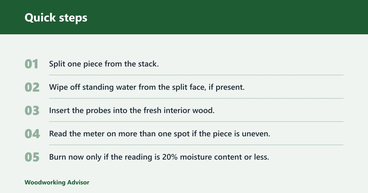 Quick steps: How to check firewood with a moisture meter