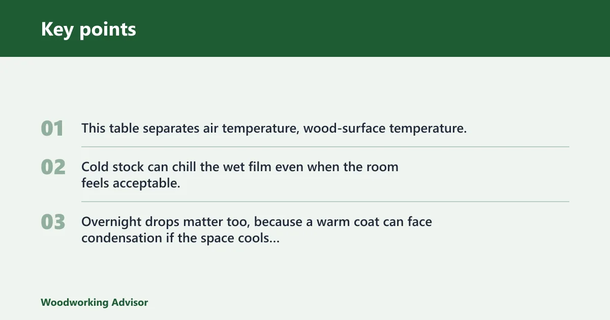 Key points: Shellac cold-weather decision table