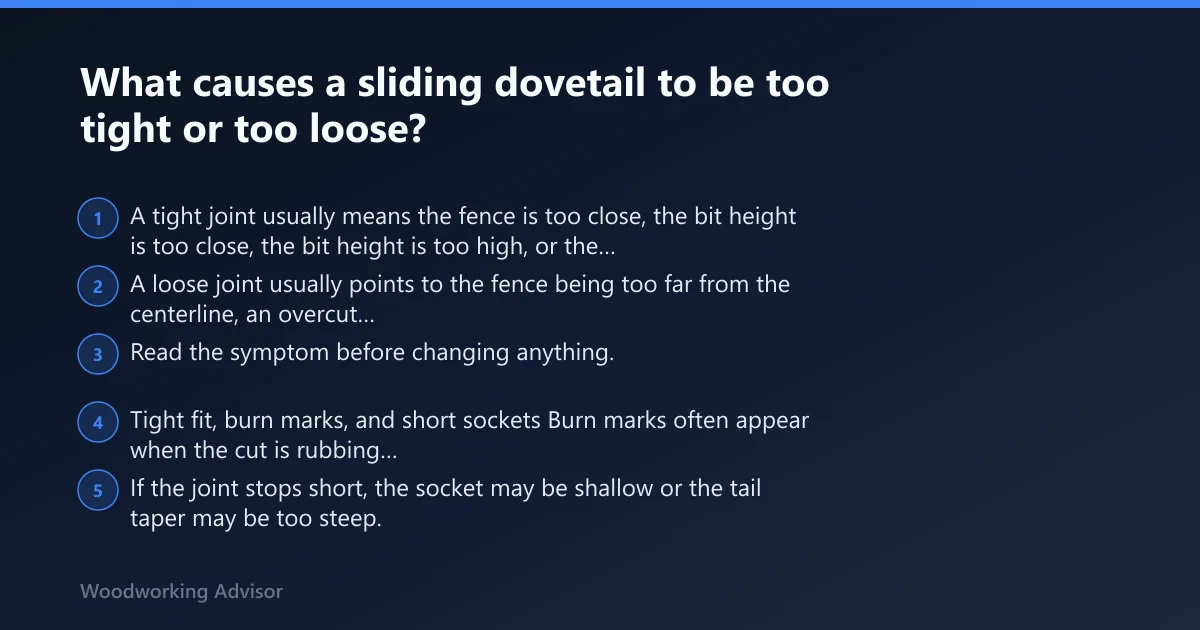 Steps: What causes a sliding dovetail to be too tight or too loose?