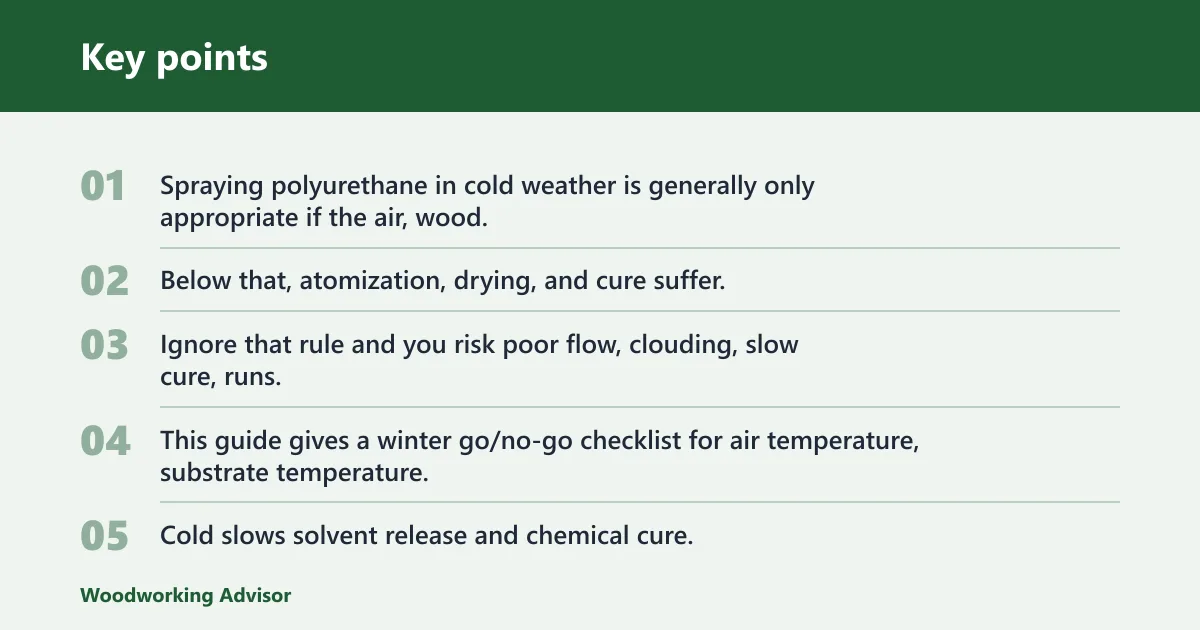 Key points: Can you spray polyurethane in cold weather?