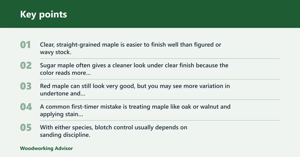 Key points: What is the difference between sugar maple and red maple grain?