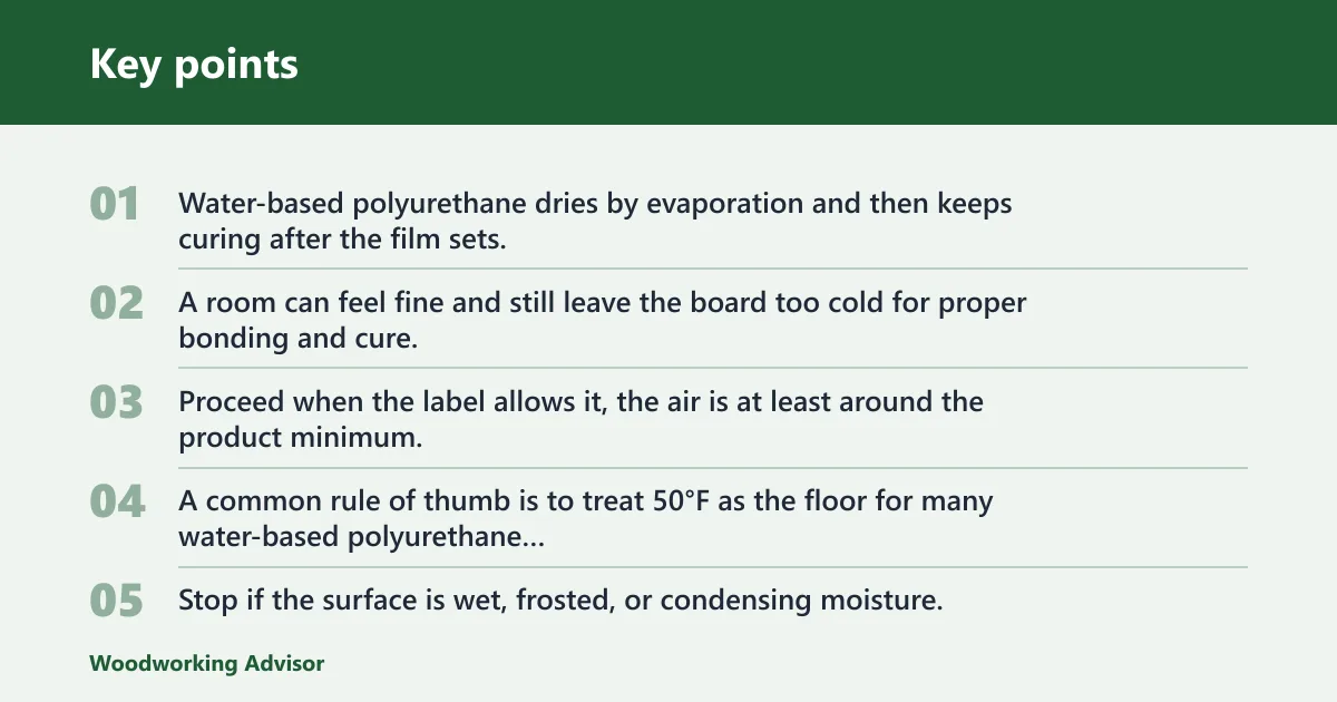Key points: Can you apply water-based polyurethane in cold weather?