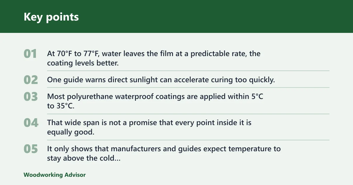 Key points: Water-based polyurethane temperature limits
