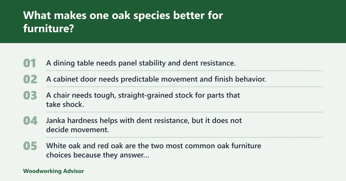 Steps: What makes one oak species better for furniture?