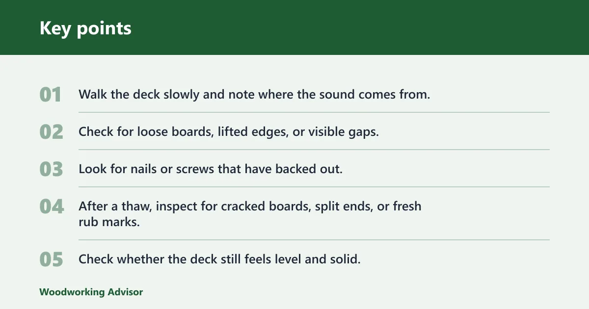 Key points: Deck popping checklist