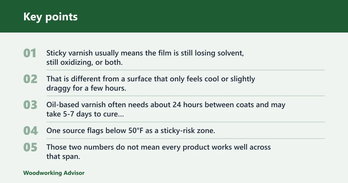 Key points: Why varnish stays sticky