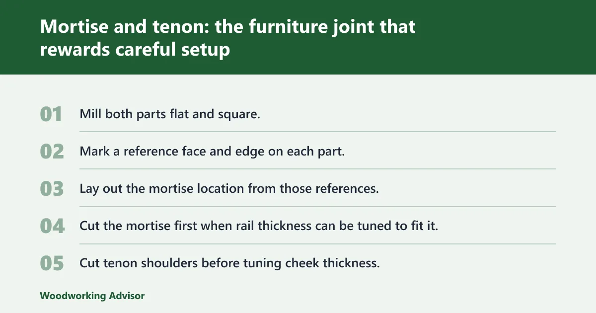 Steps: Mortise and tenon: the furniture joint that rewards careful setup