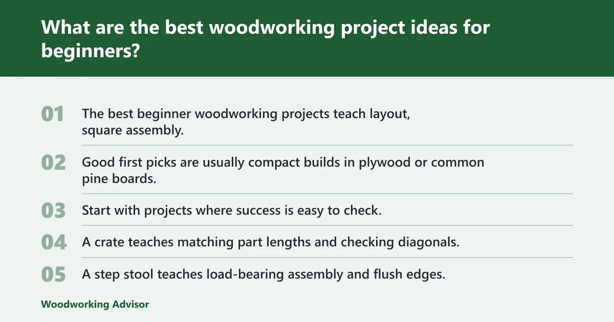 Steps: What are the best woodworking project ideas for beginners?